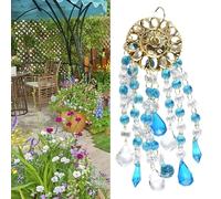 Carillon éolien en cristal pour maison, jardin, terrasse, pelouse, décoration à suspendre, prisme arc-en-ciel coloré, 21 cm, bleu