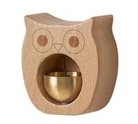 Carillon éolien en forme d'animal porte-bonheur jaune, sonnette de porte en cuivre et bois avec son apaisant pour jardin, terrasse, entrée, décoration, 7 x 6,5 x 3 cm (chouette)