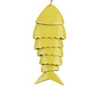 Carillon éolien en forme de carillon koï fabriqué à la main pour jardin, terrasse, décoration extérieure - Carillon suspendu coloré en acier au carbone avec mélodie 30 x 9,5 cm (vert gazon)