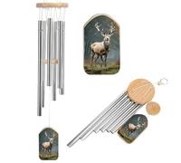 Carillon éolien en forme de cerf pour l'extérieur de 52,1 cm - Grand carillon en aluminium avec 6 tubes accordés - Carillon commémoratif pour créer une atmosphère zen pour terrasse, cour, porche