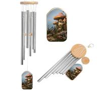 Carillon éolien en forme de champignon pour l'extérieur 52,1 cm Grand carillon à vent en aluminium avec 6 tubes accordés pour créer une atmosphère zen pour terrasse, cour, porche, jardin