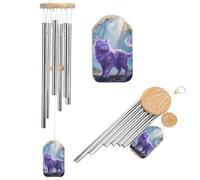 Carillon éolien en forme de chat fantastique pour l'extérieur - Grand carillon à vent pour décoration de jardin avec son mélodieux pour maman, papa, grand-mère, maison, jardin, terrasse