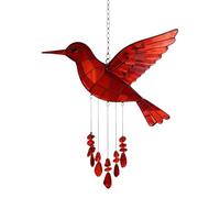 Carillon éolien en forme de colibri - Pendentif décoratif en acrylique rouge 2D | Carillon éolien pour l'extérieur | Pour jardin, terrasse, porche, cour, maman, femme, papa, père, grand-mère