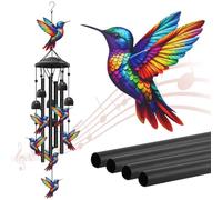 Carillon éolien en forme de colibri pour extérieur, carillon à vent en métal noir pour l'extérieur, cadeau de colibris pour femme/homme, décoration de jardin/cour, cadeaux commémoratifs/d'anniversaire