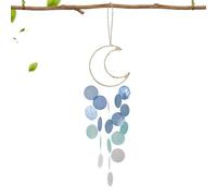 Carillon éolien en Forme de Coquillage de Style Lune - Carillon à Vent bohème - Carillon à Vent - Coquillages Bleus et Lune - Carillon éolien en Coquillages pour décorations murales