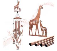 Carillon éolien en forme de girafe pour femme/homme/maman/épouse/grand-mère, cadeau d'anniversaire commémoratif en métal pour extérieur/intérieur, pelouse, terrasse, maison, porche, cour, décoration