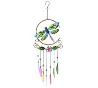 Carillon éolien en forme de libellule en verre coloré pour la maison, fête, festival, décoration de jardin, cadeau de Saint-Valentin intérieur/extérieur, libellule réaliste style ton profond