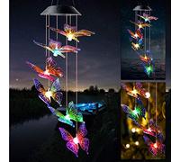 Carillon éolien en forme de papillon coloré, carillon éolien solaire, cadeau de décoration papillon, cadeaux pour maman, cadeaux pour femmes, cadeaux pour grand-mère, cadeau de Thanksgiving, meilleur