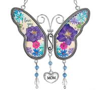Carillon éolien en forme de papillon méticuleusement fait à la main avec pendentif en métal pour un cadre extérieur serein (maman)