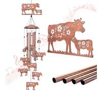 Carillon éolien en forme de vache pour femme/homme/maman/épouse/grand-mère, cadeau d'anniversaire commémoratif en métal pour extérieur/intérieur, pelouse, terrasse, maison, porche, cour, décoration de