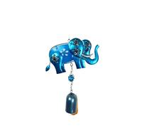 Carillon éolien en forme d'éléphant bleu mignon, décoration murale intérieure et extérieure, for terrasse, porche ou cour Pour l'intérieur et l'extérieur(Bow Head)