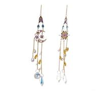 Carillon éolien en forme d'étoile et lune à suspendre avec pendentif attrape-soleil, décoration de jardin en métal améliorant la réflexion naturelle de la lumière