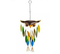 Carillon éolien en métal de style traditionnel en forme de hibou pour jardin ou terrasse avec contour détaillé et protection élémentaire