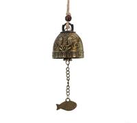 Carillon éolien en métal d'inspiration artisanale avec pendentif en cuivre pour jardin, terrasse, balcon et décoration de chambre (poisson)