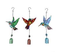 Carillon éolien en métal en forme de colibri conçu pour jardin, terrasse, balcon pour intérieur et carillon éolien doux (trois ensembles)