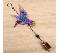 Carillon éolien en métal, motif colibri, ornement de jardin à suspendre avec cloches, décoration de terrasse pour la maison, résistant aux intempéries en aluminium (A)