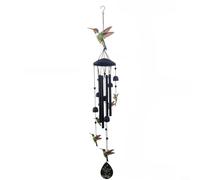 Carillon éolien en métal robuste conçu avec des motifs de libellule, papillon, colibri pour décoration de patio, cour (colibri)