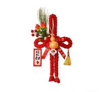 Carillon éolien en nœud chinois, 18 x 38 cm, corde de coton à suspendre pour porte de festival du printemps et du Nouvel An, nœud fait à la main de dix mille octets symbolisant la chance et la