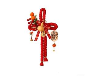 Carillon éolien en nœud chinois, 18 x 38 cm, corde de coton à suspendre pour porte de festival du printemps et du Nouvel An, nœud fait à la main de dix mille octets symbolisant la chance et la