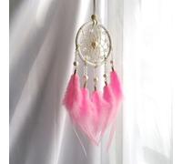 Carillon éolien en plumes fait à la main avec attrape-rêves pour décoration de chambre tranquille et signification culturelle (rose)