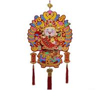 Carillon éolien en tissu fait à la main avec tête secouante Dieu de la richesse, 1 pièce, décoration du Nouvel An chinois, décoration festive à suspendre, fonction de mouvement ludique, décoration de