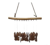 Carillon éolien en verre de mer double couche fait à la main, décoration minimaliste à suspendre pour la maison, le jardin, décoration de mariage côtière, 23 x 30 cm (couleur café)
