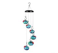 Carillon éolien et mangeoire pour colibri pour espaces extérieurs, spécialement conçu pour éviter les intrusions de parasites (bleu)