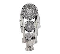 Carillon éolien extra large Boho Dream Catcher avec 3 cercles plumes blanches macramé suspendu pour mariage ns terrasses de 127 cm de long (couleur : blanc)