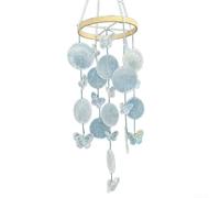 Carillon éolien fait à la main avec papillon et coquillage offrant des sons apaisants et un style bohème pour jardin ou balcon (blanc)