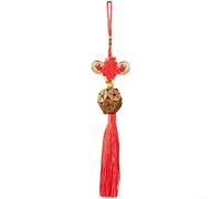 Carillon éolien Feng Shui en laiton avec nœud de richesse et pièce chinoise, décoration traditionnelle à suspendre à une porte pour maison, jardin, terrasse, ornement de bon augure (G)