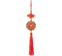 Carillon éolien Feng Shui en laiton avec nœud de richesse et pièce chinoise, décoration traditionnelle à suspendre à une porte pour maison, jardin, terrasse, ornement de bon augure (F)