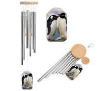 Carillon éolien « I Love Penguins » pour extérieur et intérieur, grand carillon commémoratif pour l'extérieur, grand carillon à vent avec pendentifs en bois, carillon mélodique apaisant pour printemps