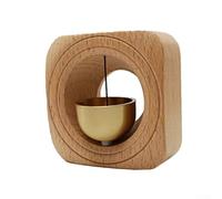 Carillon éolien japonais en bois avec cloche en laiton, sonnette de porte sans fil pour la maison, le bureau et les fins décoratives commerciales avec support magnétique (B)