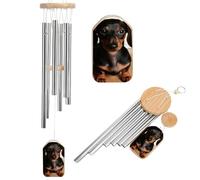Carillon éolien mignon chien saucisse Wiener pour extérieur et intérieur, carillon éolien commémoratif pour l'extérieur, grand carillon à vent avec pendentifs en bois, carillon mélodique apaisant pour