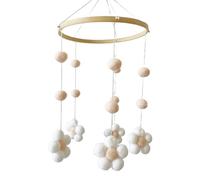 Carillon éolien mobile pour bébé - Motif fleurs - Cloche de lit suspendue pour lit de bébé - Décoration de table à langer - Beige