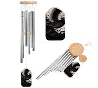 Carillon éolien noir et blanc pour l'extérieur - Grand carillon à vent pour décoration de jardin avec son mélodieux pour maman, papa, grand-mère, maison, jardin, terrasse