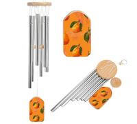 Carillon éolien orange à motif mangue pour l'extérieur 52,1 cm Grand carillon à vent en aluminium avec 6 tubes accordés pour créer une atmosphère zen pour terrasse, cour, porche, jardin
