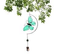 Carillon éolien papillon phosphorescent, 16 x 56 cm, pendentif 2D, carillon d'extérieur à énergie solaire, résistant aux intempéries, pour balcon, porche, fenêtre de cour