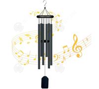 Carillon eolien PASSIONOVA 70cm Carillons Éoliens en Bois et en Métal avec Crochet 6 Tubes en Aluminium Wind Chime Carillon à Vent