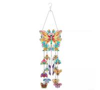 Carillon Éolien pour bois à Peindre Soi-Même pour déco Carillon | Kit complet 19x79cm, effet 5D brillant, motif papillon, perles résine, canvas imprimé