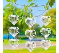 Carillon éolien répulsif anti-oiseaux réfléchissant en forme de cœur, carillon éolien 3D en acier inoxydable, répulsif contre les pigeons, balcon, répulsif réfléchissant pour oiseaux, décoration pour