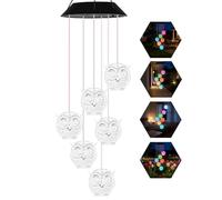 Carillon éolien solaire à 7 couleurs changeantes en forme de hibou, cadeau pour maman, grand-mère, carillon solaire étanche pour jardin, terrasse, fête, cour, fenêtre, décoration intérieure et