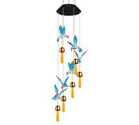 Carillon éolien solaire à LED en forme de colibri, changement de couleur, changement de couleur automatique, carillon éolien décoratif pour jardin, terrasse (C)