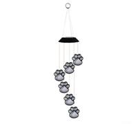 Carillon éolien solaire avec ampoules LED à changement de couleur et motif patte de chat pour décoration de jardin - Fonctionne à l'énergie solaire avec capteur marche/arrêt automatique