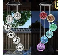 Carillon éolien solaire avec boules de cristal changeant de couleur, carillon éolien à boule disco à énergie solaire, carillon éolien à énergie solaire étanche pour l'extérieur