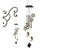 Carillon éolien solaire, lumières LED à suspendre, carillon lune et étoile à changement de couleur avec design étanche, touche de jardin douce et lumineuse, décoration extérieure idéale pour terrasse