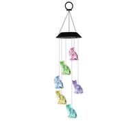 Carillon éolien solaire pour chat | Imperméable à LED commémoratif | Changement de couleur - Lampes solaires à suspendre pour extérieur, terrasse, cour, jardin, balcon