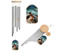 Carillon éolien tortue étoile de mer pour l'extérieur 52,1 cm grand carillon à vent en aluminium avec 6 tubes accordés pour créer une atmosphère zen pour terrasse, cour, porche, jardin