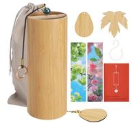 Carillon Japonais à D-Séquence en Bambou Carillon à Vent Fait Main pour Méditation et Relaxation avec Pendentifs en Bois, Sac de Rangement et Marque-Pages, pour Jardin