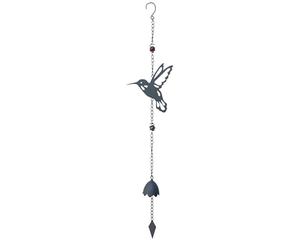 Carillon Métal Colibri - 90 cm, Son Relaxant, Anthracite, Décoration Extérieure pour Jardin ou Terrasse